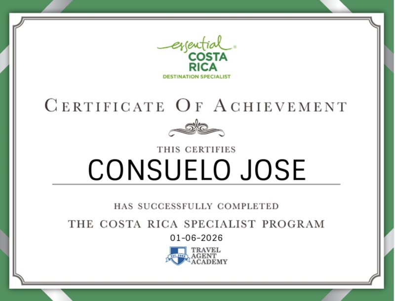 Certificado Costa Rica Specialist Program de Consuelo José